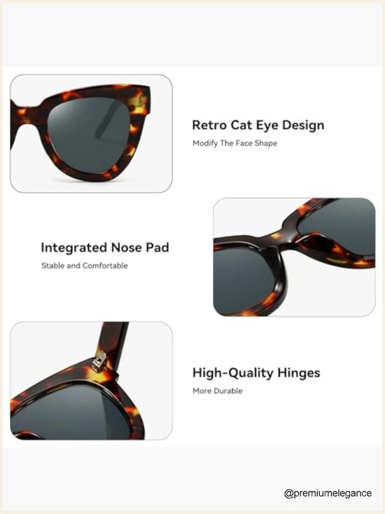 Retro Cat Eye Sunglasses Vintage Square Tortoise Shell Fashion main image 6